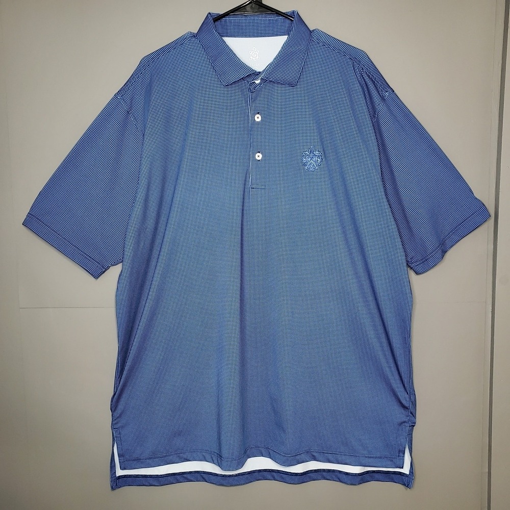 Turtleson Tour Performance Polo Shirt Mens XL Blue Houndstooth Golf Short Sleeve
